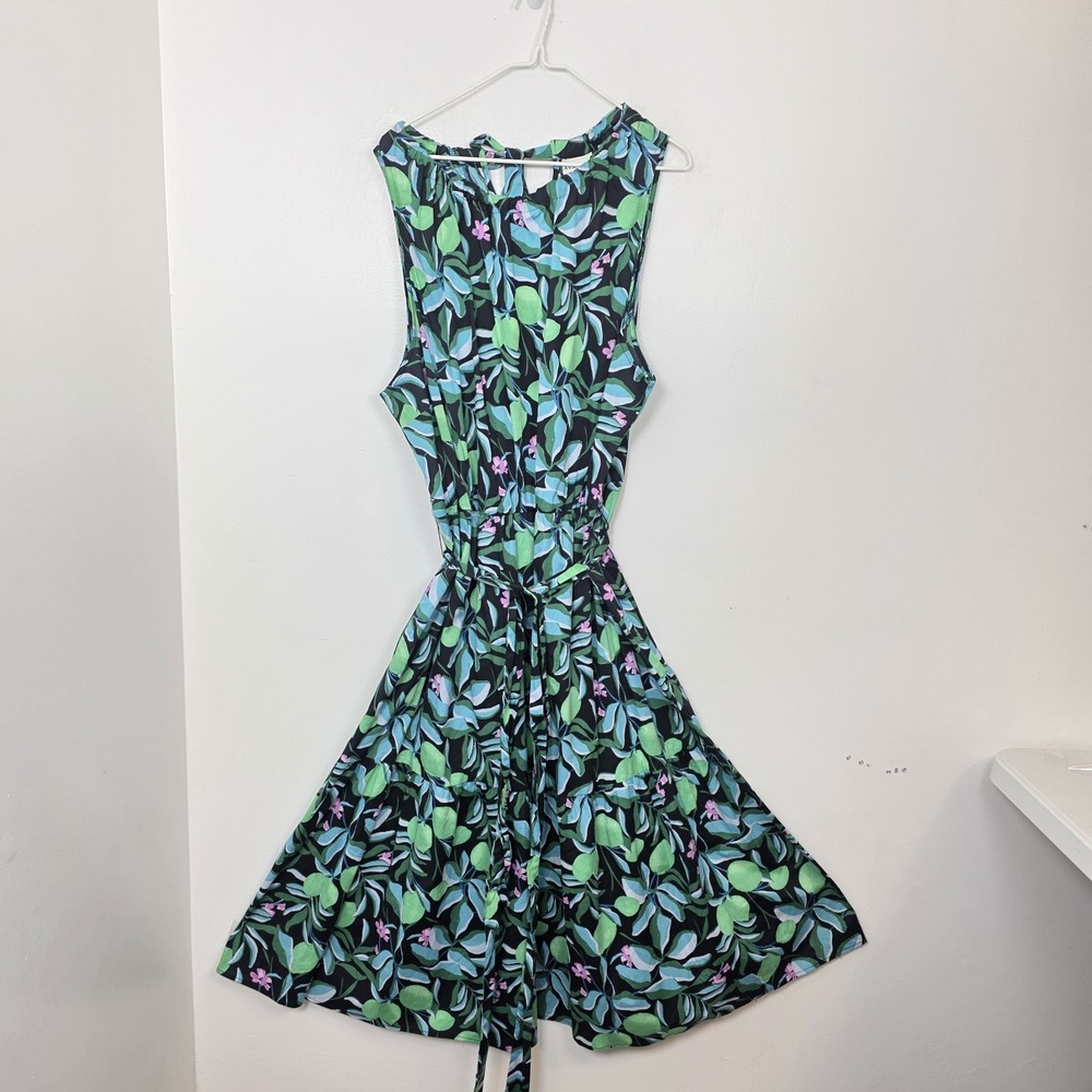 NEW Ava & Viv Black Green Blue Floral Tropical Sleeveless‎ Midi Dress Size 3X - Picture 3 of 8